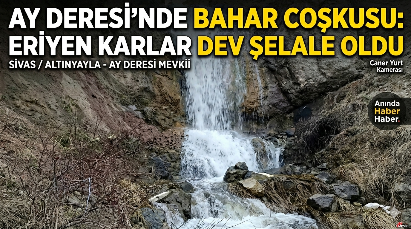 Eriyen Kar Suları Şelaleye Dönüştü